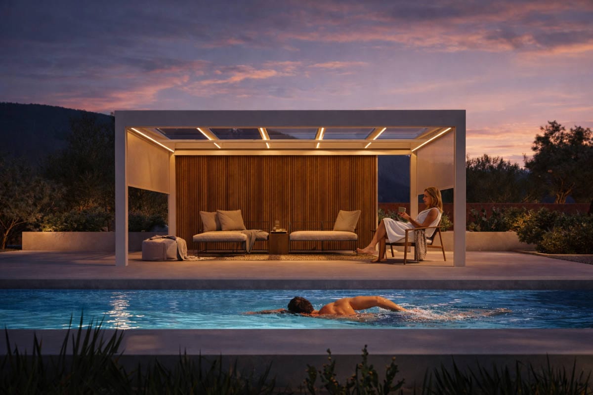 Outdoor Garden pergola beside a pool